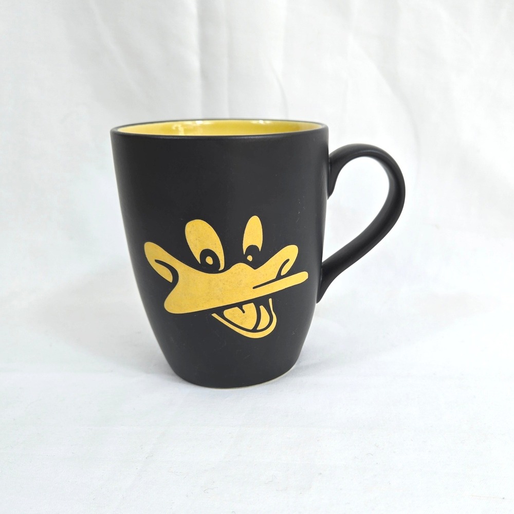Warner Brosโ Matte Black Daffy Duck Face Looney Tunes Collectible Coffee Mug Vtg